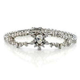 LOA547 - Rhodium Brass Bracelet with AAA Grade CZ in Clear - Alamode - Flyclothing LLC