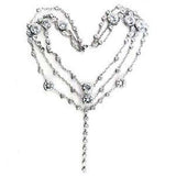 LOA554 - Rhodium 925 Sterling Silver Necklace with AAA Grade CZ in Clear - Alamode - Flyclothing LLC