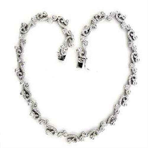 LOA558 - Rhodium 925 Sterling Silver Necklace with AAA Grade CZ in Clear - Alamode - Flyclothing LLC