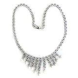 LOA559 - Rhodium 925 Sterling Silver Necklace with Synthetic Pearl in White - Alamode - Flyclothing LLC