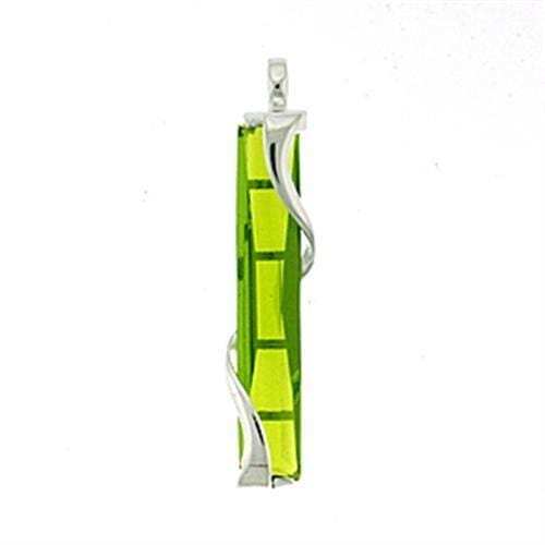 LOA560 - High-Polished 925 Sterling Silver Pendant with Synthetic Synthetic Glass in Peridot - Alamode - Flyclothing LLC
