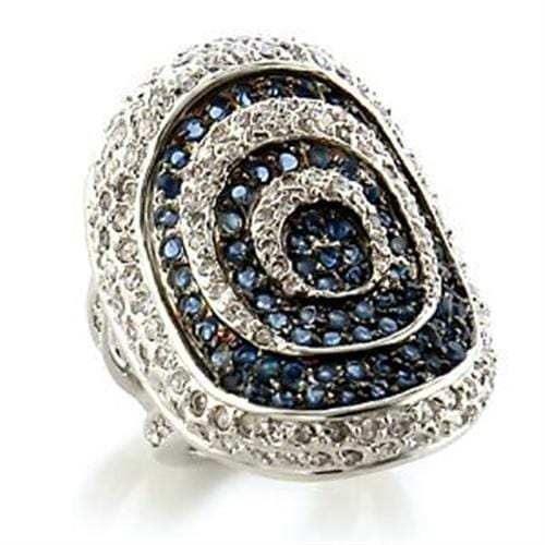 LOA575 - Rhodium + Ruthenium Brass Ring with Synthetic Spinel in Montana - Alamode - Flyclothing LLC