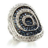 LOA575 - Rhodium + Ruthenium Brass Ring with Synthetic Spinel in Montana - Alamode - Flyclothing LLC