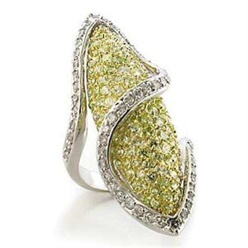 LOA579 - Gold+Rhodium Brass Ring with AAA Grade CZ in Apple Green color - Alamode - Flyclothing LLC