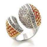 LOA587 - Gold+Rhodium Brass Ring with AAA Grade CZ in Orange - Alamode - Flyclothing LLC