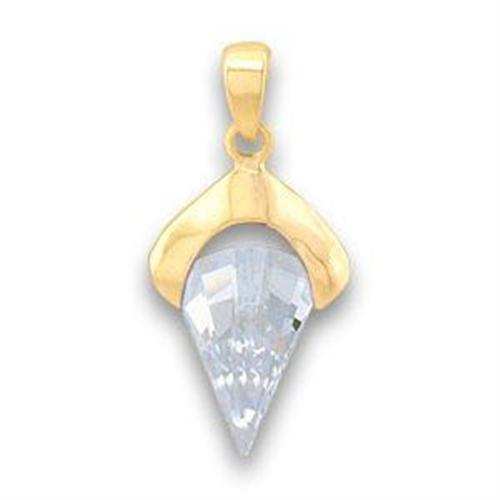 LOA632 - Gold Brass Pendant with AAA Grade CZ in Clear - Alamode - Flyclothing LLC