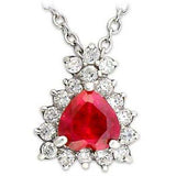 LOA636 - High-Polished 925 Sterling Silver Chain Pendant with Synthetic Corundum in Ruby - Alamode - Flyclothing LLC