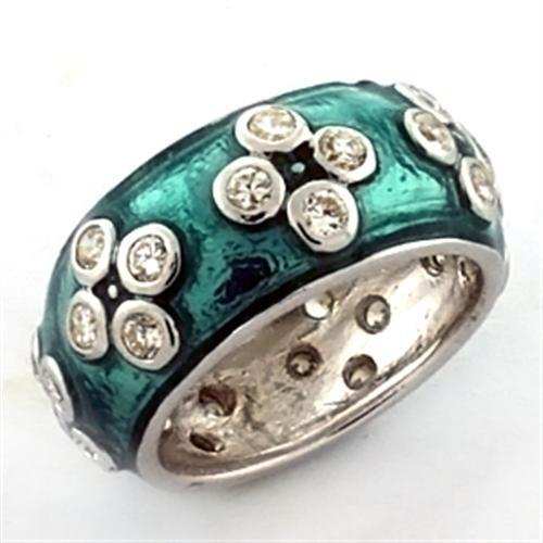 LOA637 - Rhodium 925 Sterling Silver Ring with AAA Grade CZ in Clear - Alamode - Flyclothing LLC