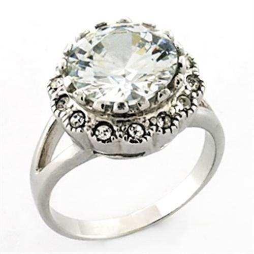LOA638 - Rhodium 925 Sterling Silver Ring with AAA Grade CZ in Clear - Alamode - Flyclothing LLC