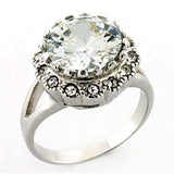LOA638 - Rhodium 925 Sterling Silver Ring with AAA Grade CZ in Clear - Alamode - Flyclothing LLC