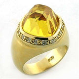 LOA639 - Gold 925 Sterling Silver Ring with AAA Grade CZ in Citrine - Alamode - Flyclothing LLC
