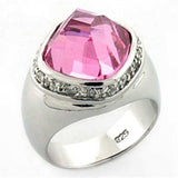 LOA641 - Rhodium 925 Sterling Silver Ring with AAA Grade CZ in Rose - Alamode - Flyclothing LLC