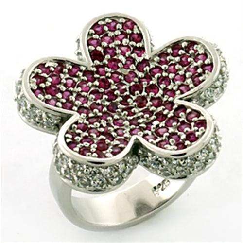 LOA647 - Rhodium 925 Sterling Silver Ring with AAA Grade CZ in Siam - Alamode - Flyclothing LLC