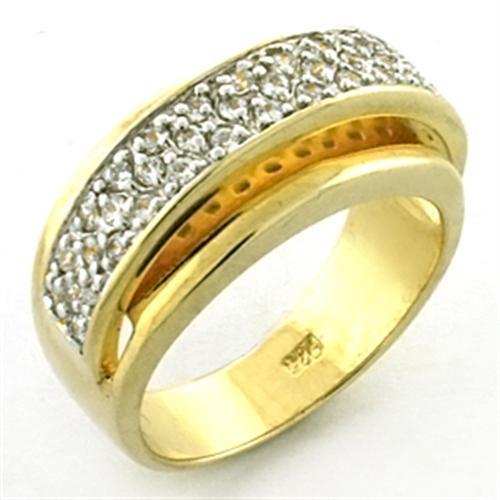 LOA648 - Gold+Rhodium 925 Sterling Silver Ring with AAA Grade CZ in Clear - Alamode - Flyclothing LLC