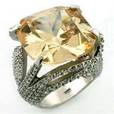 LOA649 - Rhodium 925 Sterling Silver Ring with AAA Grade CZ in Champagne - Alamode - Flyclothing LLC