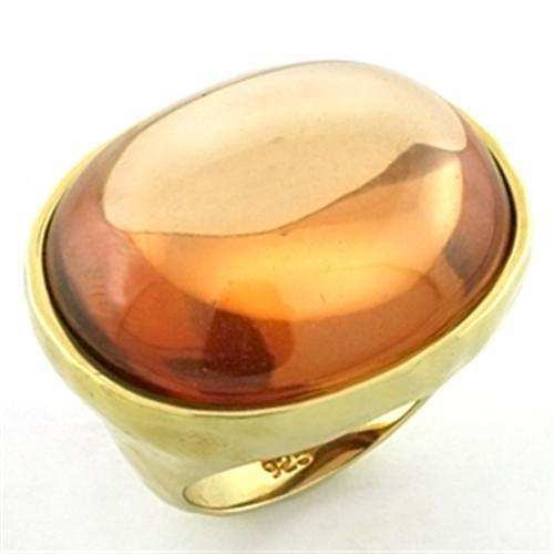 LOA651 - Gold 925 Sterling Silver Ring with AAA Grade CZ in Orange - Alamode - Flyclothing LLC