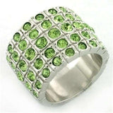 LOA658 - Rhodium Brass Ring with Top Grade Crystal in Apple Green color - Alamode - Flyclothing LLC