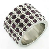 LOA659 - Rhodium Brass Ring with Top Grade Crystal in Amethyst - Alamode - Flyclothing LLC