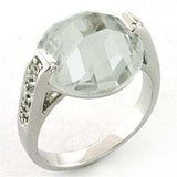 LOA665 - Rhodium Brass Ring with AAA Grade CZ in Clear - Alamode - Flyclothing LLC