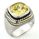 LOA668 - Rhodium Brass Ring with AAA Grade CZ in Citrine - Alamode - Flyclothing LLC