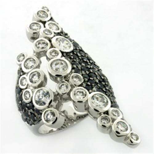 LOA670 - Rhodium Brass Ring with AAA Grade CZ in Multi Color - Alamode - Flyclothing LLC