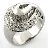 LOA672 - Rhodium Brass Ring with AAA Grade CZ in Clear - Alamode - Flyclothing LLC