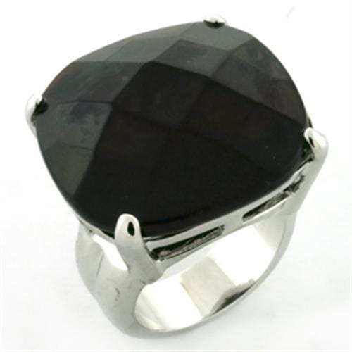 LOA675 - Rhodium Brass Ring with AAA Grade CZ in Garnet - Alamode - Flyclothing LLC