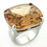 LOA679 - Rhodium Brass Ring with AAA Grade CZ in Topaz - Alamode - Flyclothing LLC