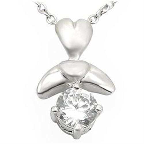 LOA716 - Matte Rhodium & Rhodium Brass Pendant with AAA Grade CZ in Clear - Alamode - Flyclothing LLC