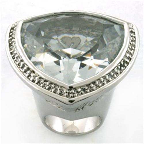 LOA727 - Rhodium Brass Ring with AAA Grade CZ in Clear - Alamode - Flyclothing LLC
