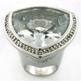 LOA727 - Rhodium Brass Ring with AAA Grade CZ in Clear - Alamode - Flyclothing LLC
