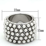 LOA832 - Rhodium Brass Ring with Synthetic Pearl in White - Alamode - Flyclothing LLC