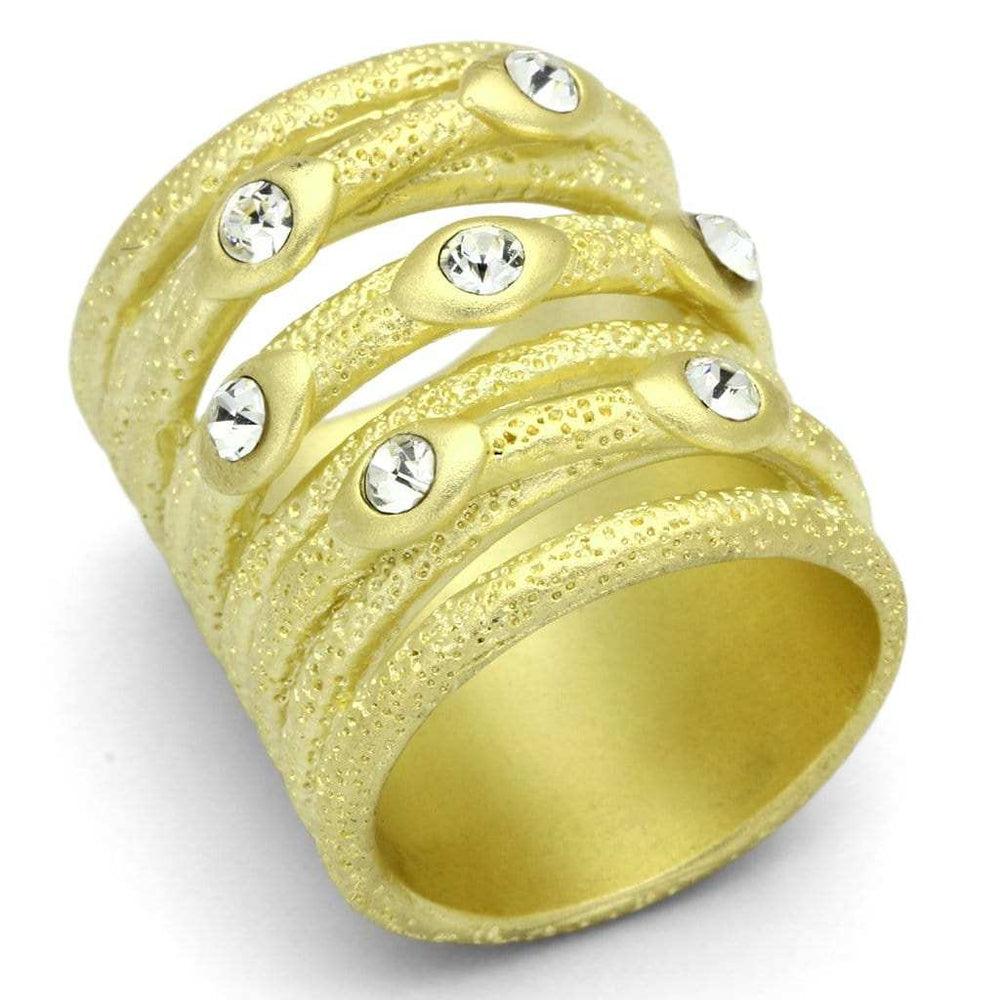 LOA833 - Matte Gold Brass Ring with Top Grade Crystal in Clear - Alamode - Flyclothing LLC