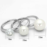 LOA834 - Rhodium Brass Ring with Synthetic Pearl in White - Alamode - Flyclothing LLC