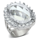 LOA836 - Rhodium Brass Ring with Synthetic Synthetic Glass in Clear - Alamode - Flyclothing LLC