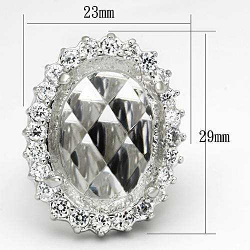 LOA836 - Rhodium Brass Ring with Synthetic Synthetic Glass in Clear - Alamode - Flyclothing LLC
