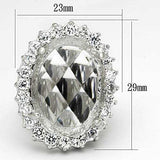 LOA836 - Rhodium Brass Ring with Synthetic Synthetic Glass in Clear - Alamode - Flyclothing LLC