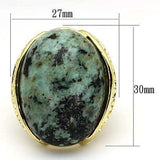 LOA844 - Gold Brass Ring with Semi-Precious Turquoise in Sea Blue - Alamode - Flyclothing LLC