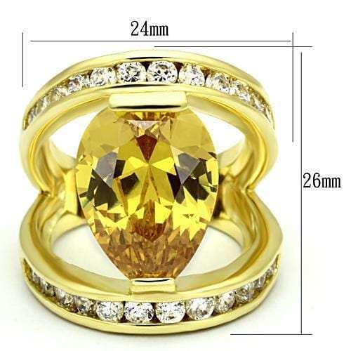 LOA849 - Gold Brass Ring with AAA Grade CZ in Topaz - Alamode - Flyclothing LLC