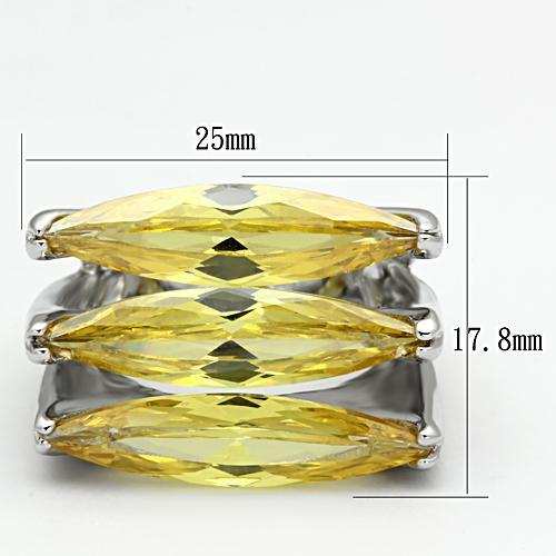 LOA850 - Rhodium Brass Ring with AAA Grade CZ in Topaz - Alamode - Flyclothing LLC