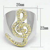LOA857 - Reverse Two-Tone Brass Ring with Top Grade Crystal in Clear - Alamode - Flyclothing LLC