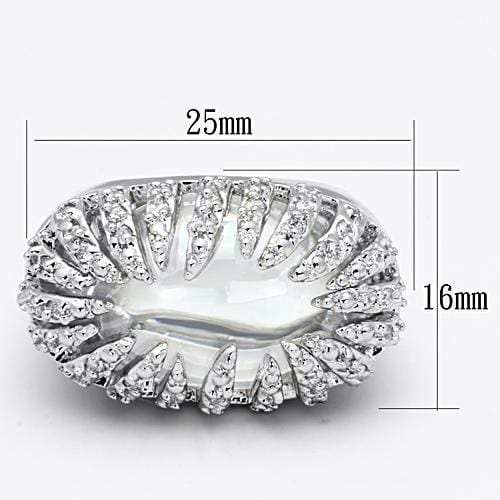 LOA858 - Rhodium Brass Ring with AAA Grade CZ in Clear - Alamode - Flyclothing LLC