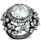 LOA874 - Ruthenium Brass Ring with AAA Grade CZ in Clear - Alamode - Flyclothing LLC