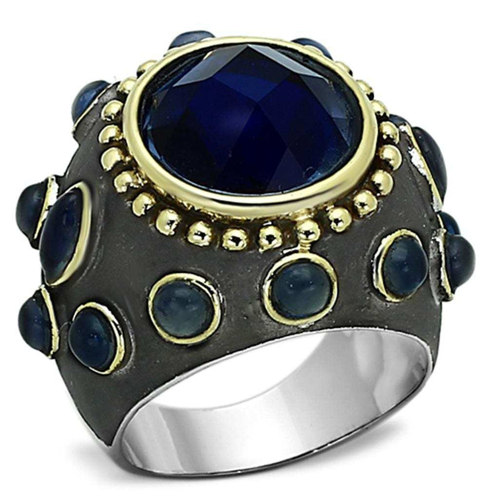 LOA880 - Reverse Two-Tone Brass Ring with Synthetic Synthetic Glass in Montana - Alamode - Flyclothing LLC