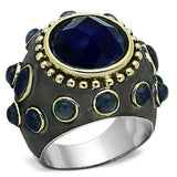 LOA880 - Reverse Two-Tone Brass Ring with Synthetic Synthetic Glass in Montana - Alamode - Flyclothing LLC