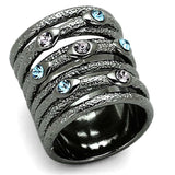 LOA883 - Ruthenium Brass Ring with Top Grade Crystal in Multi Color - Alamode - Flyclothing LLC