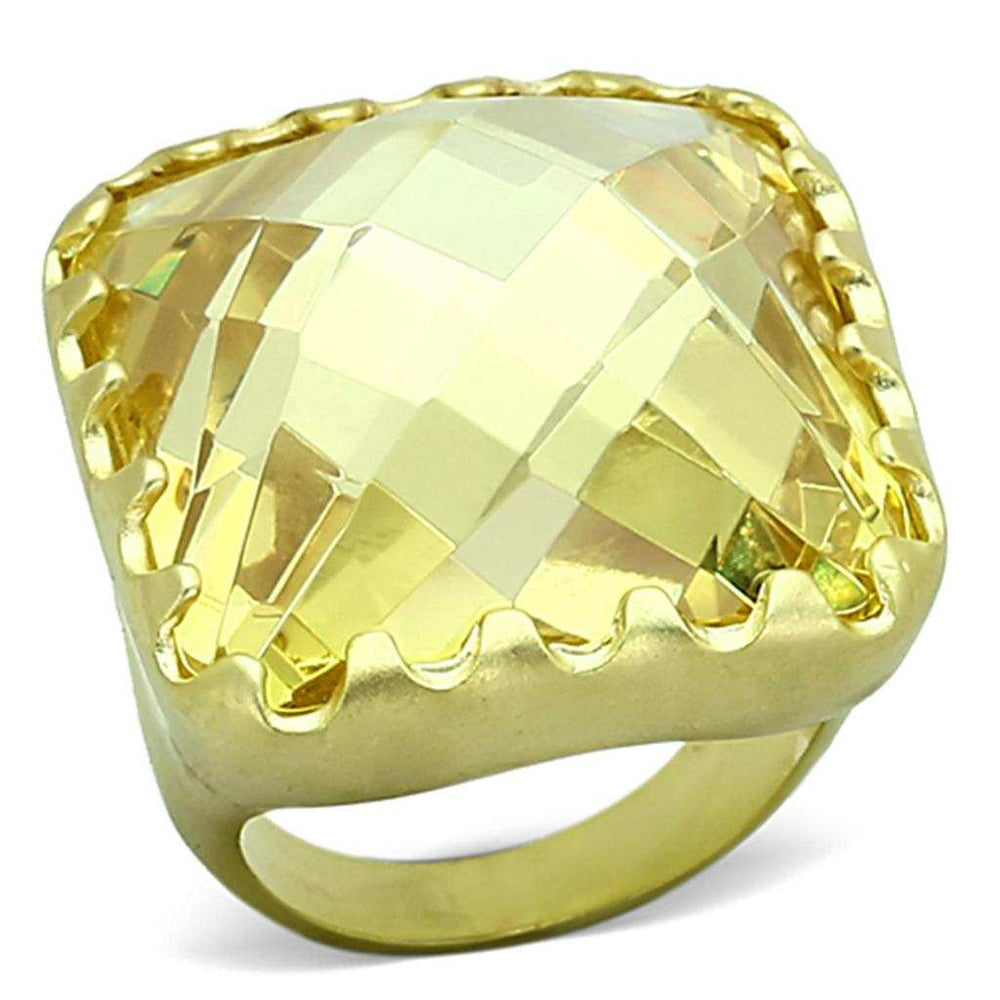 LOA888 - Matte Gold Brass Ring with AAA Grade CZ in Citrine Yellow - Alamode - Flyclothing LLC