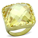 LOA888 - Matte Gold Brass Ring with AAA Grade CZ in Citrine Yellow - Alamode - Flyclothing LLC