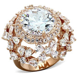 LOA891 - Rose Gold Brass Ring with AAA Grade CZ in Clear - Alamode - Flyclothing LLC
