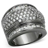 LOA894 - Ruthenium Brass Ring with AAA Grade CZ in Clear - Alamode - Flyclothing LLC